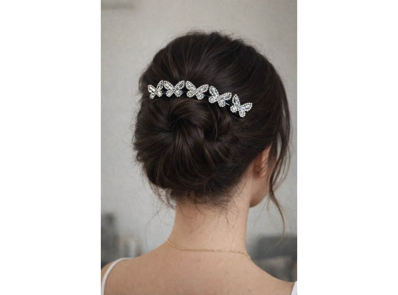 Siyah Renk Kelebek Figürlü Taş Detaylı Tarak Toka