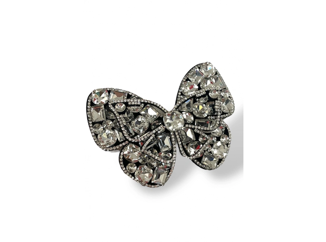 Siyah Renk Kelebek Figürlü Taşlı Otomat Toka