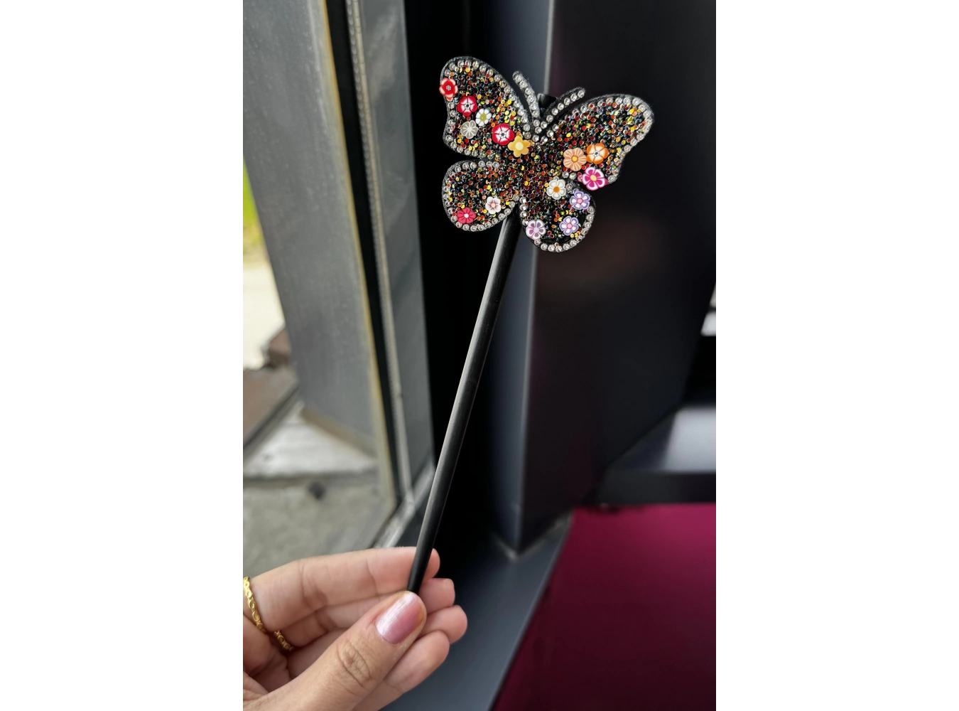 Siyah Renk Kelebek Figürlü Topuz Tokası/Topuz Kalemi