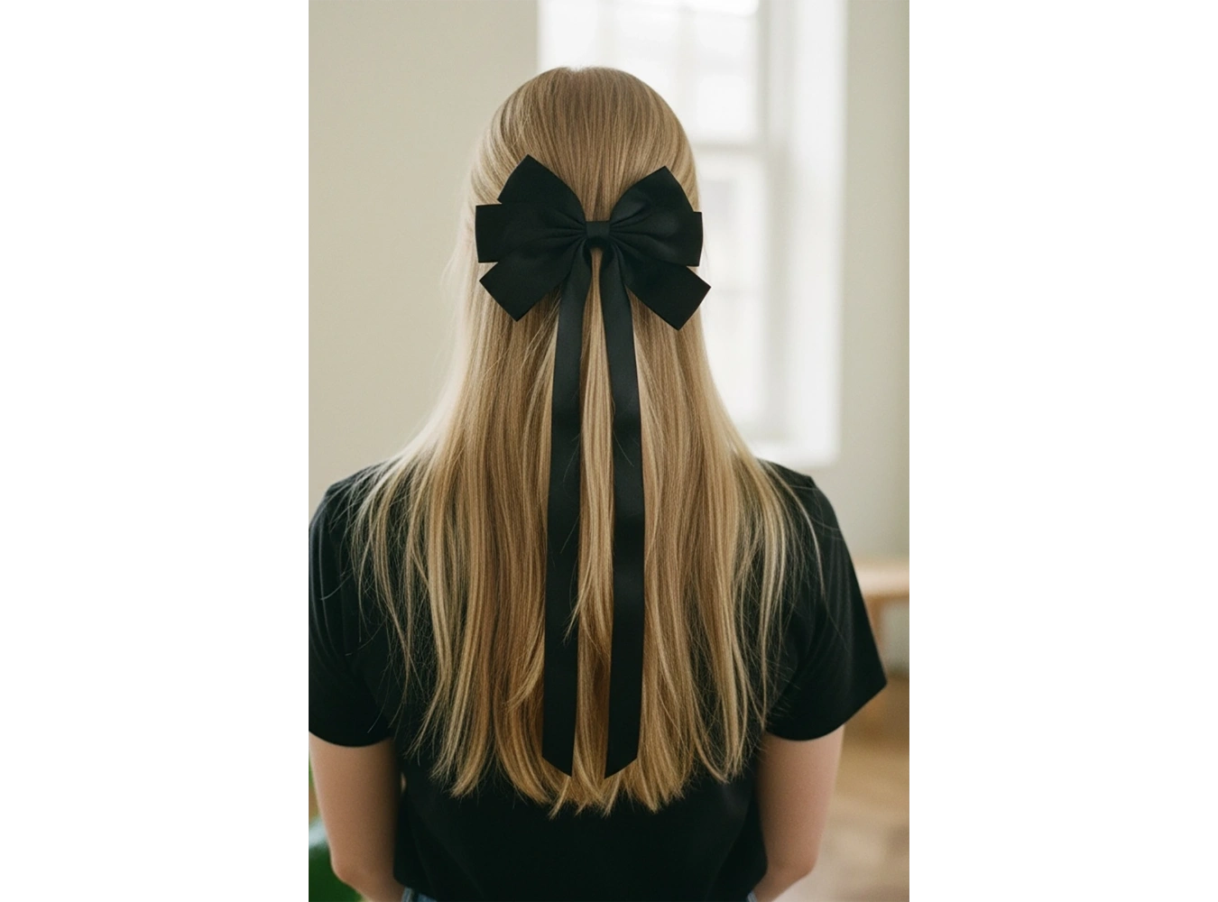 Siyah Renk Kurdele Detaylı Pens Toka