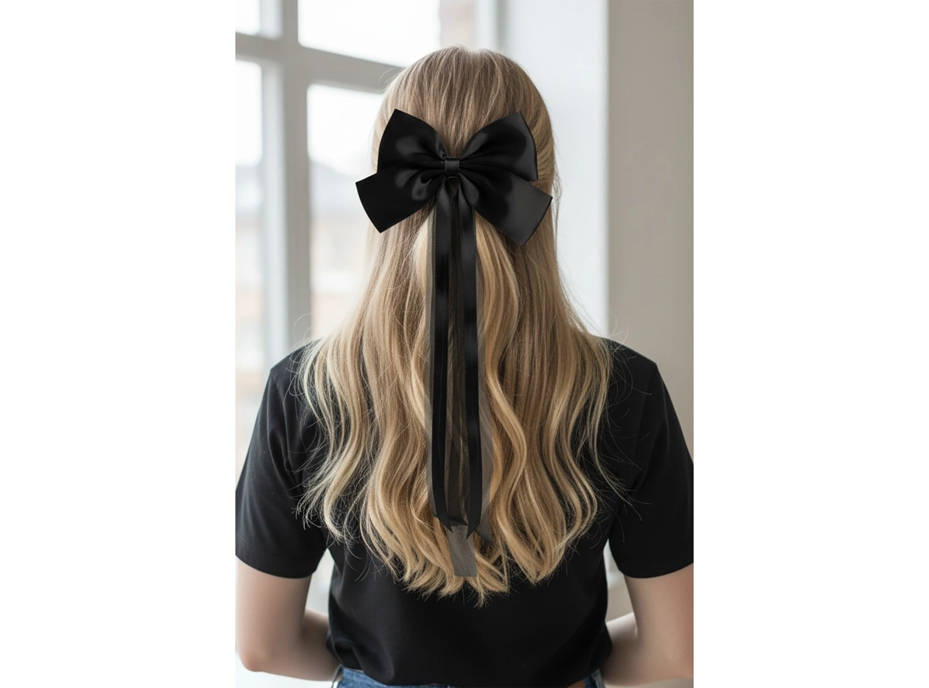 Siyah Renk Kurdele Detaylı Pens Toka