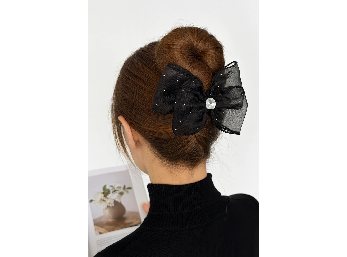 Siyah Renk Kurdele Figürlü Mandal Toka