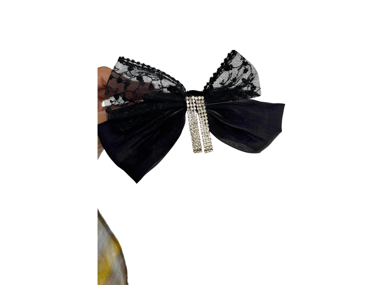 Siyah Renk Kurdele Figürlü Taş Detaylı Otomat Toka