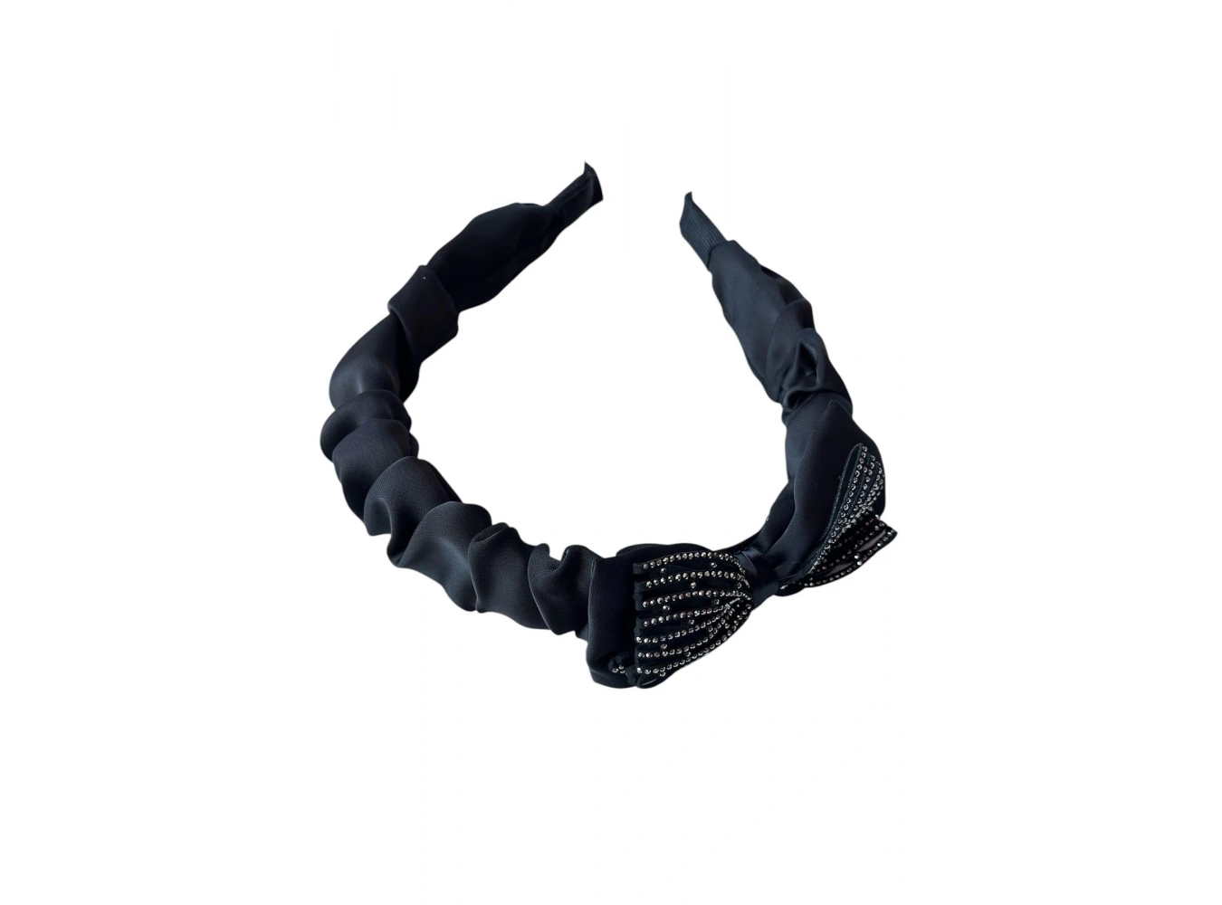 Siyah Renk Kurdele Figürlü Taş Detaylı Taç