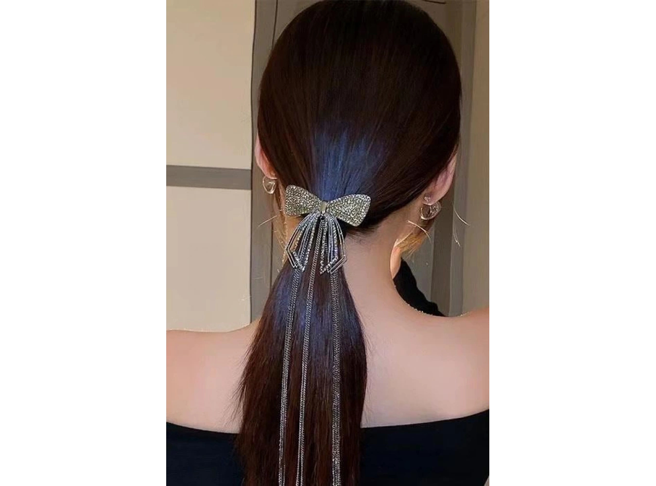 Siyah Renk Kurdele Figürlü Taşlı Otomat Toka