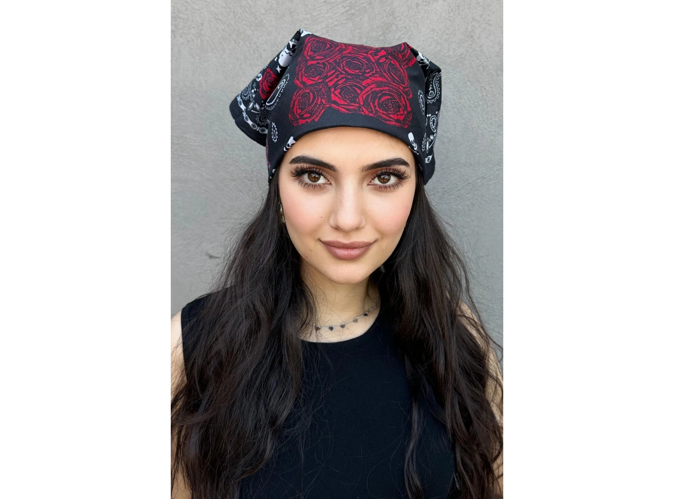 Siyah Renk Kurukafa Figürlü Bandana