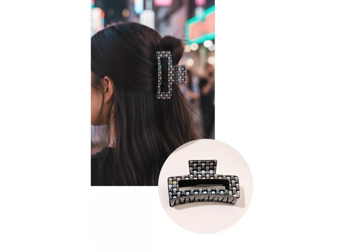 Siyah Renk Kurukafa Figürlü Mandal Toka