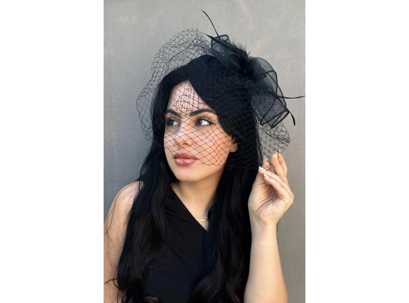 Siyah Renk Nikah Şapkası / Vualet Şapka
