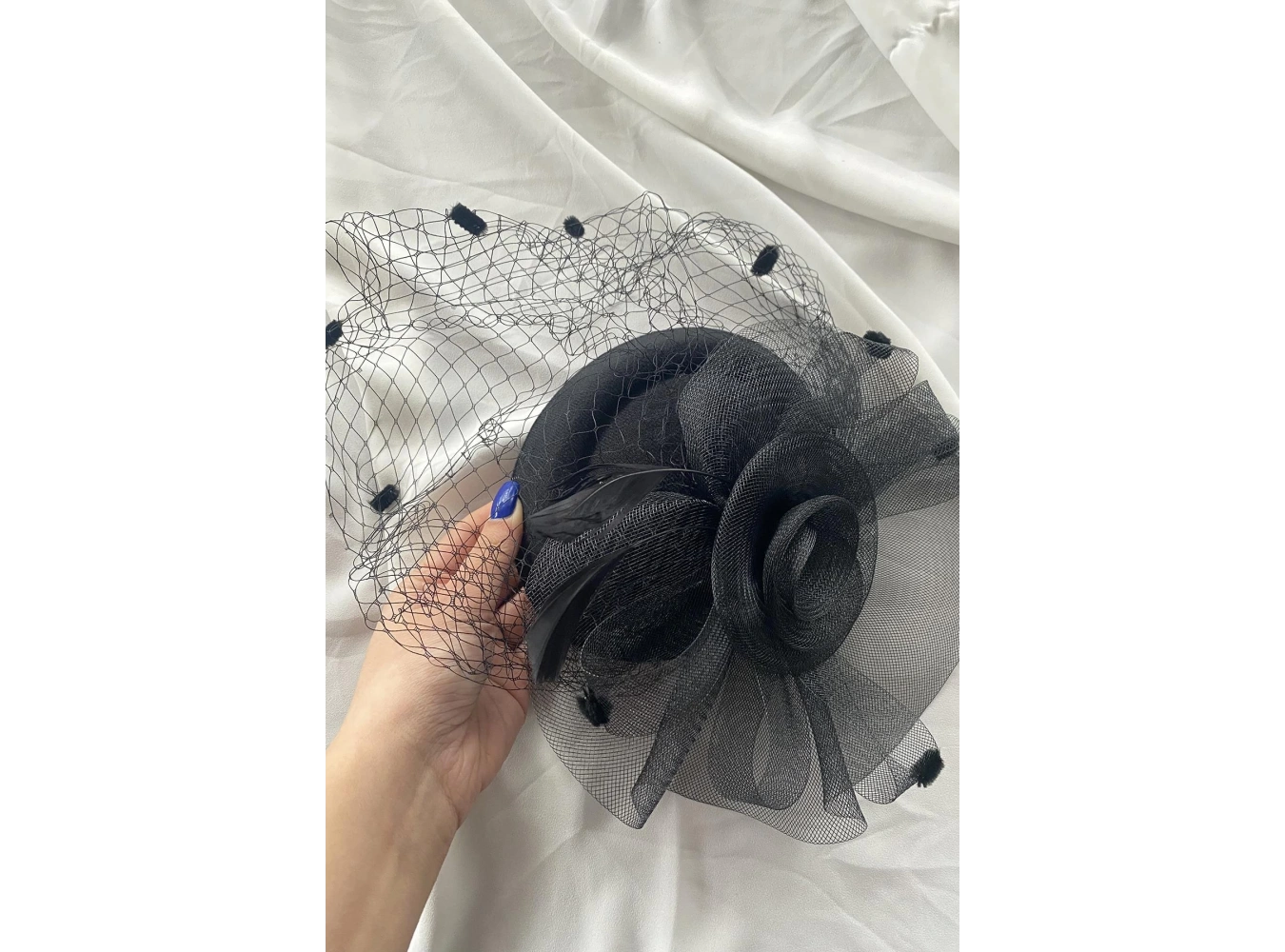 Siyah Renk Nikah Şapkası/Vualet Şapka