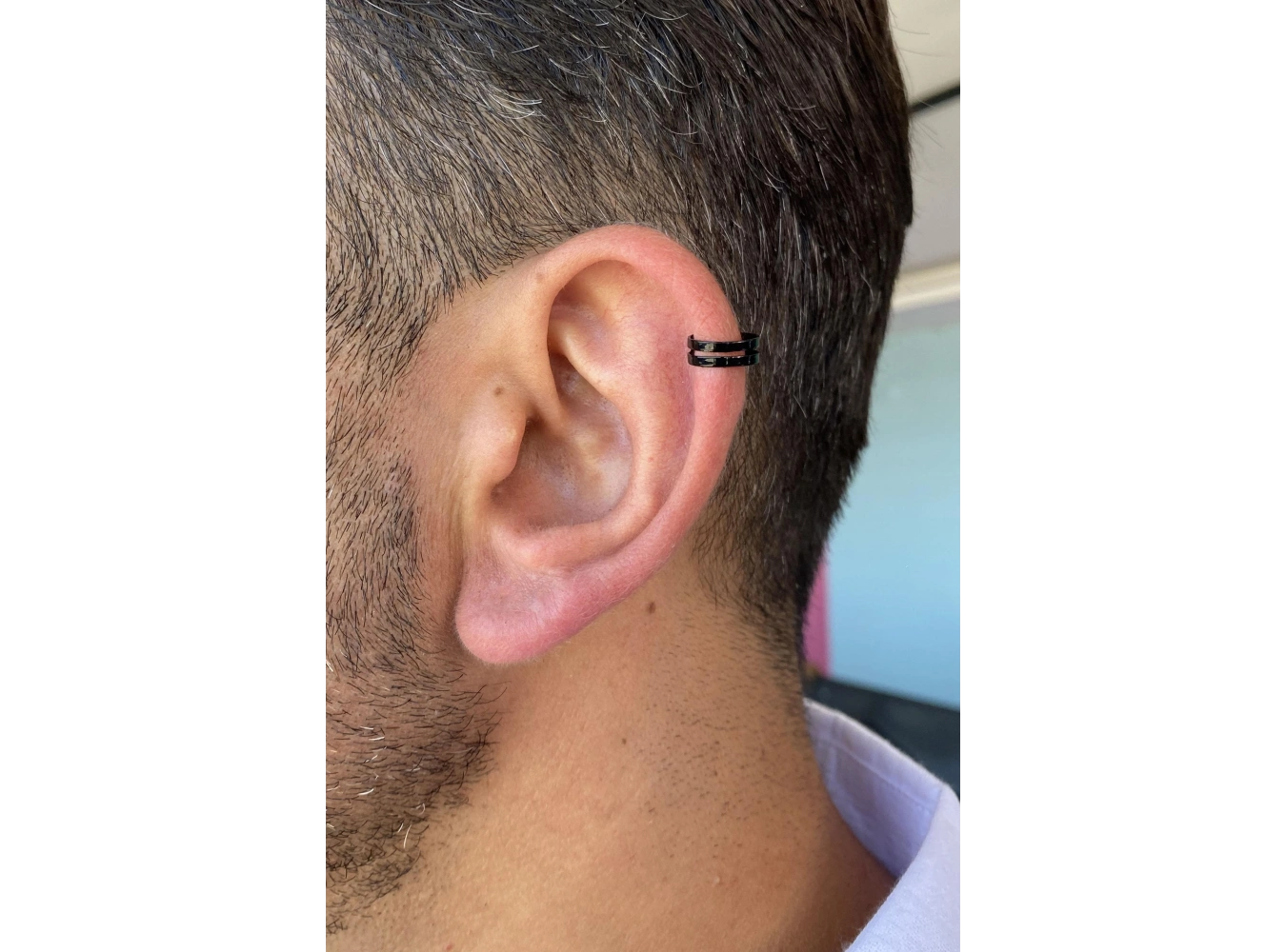 Siyah Renk Sıkıştırmalı Ear Cuff Unisex Halka Küpe (Çift)