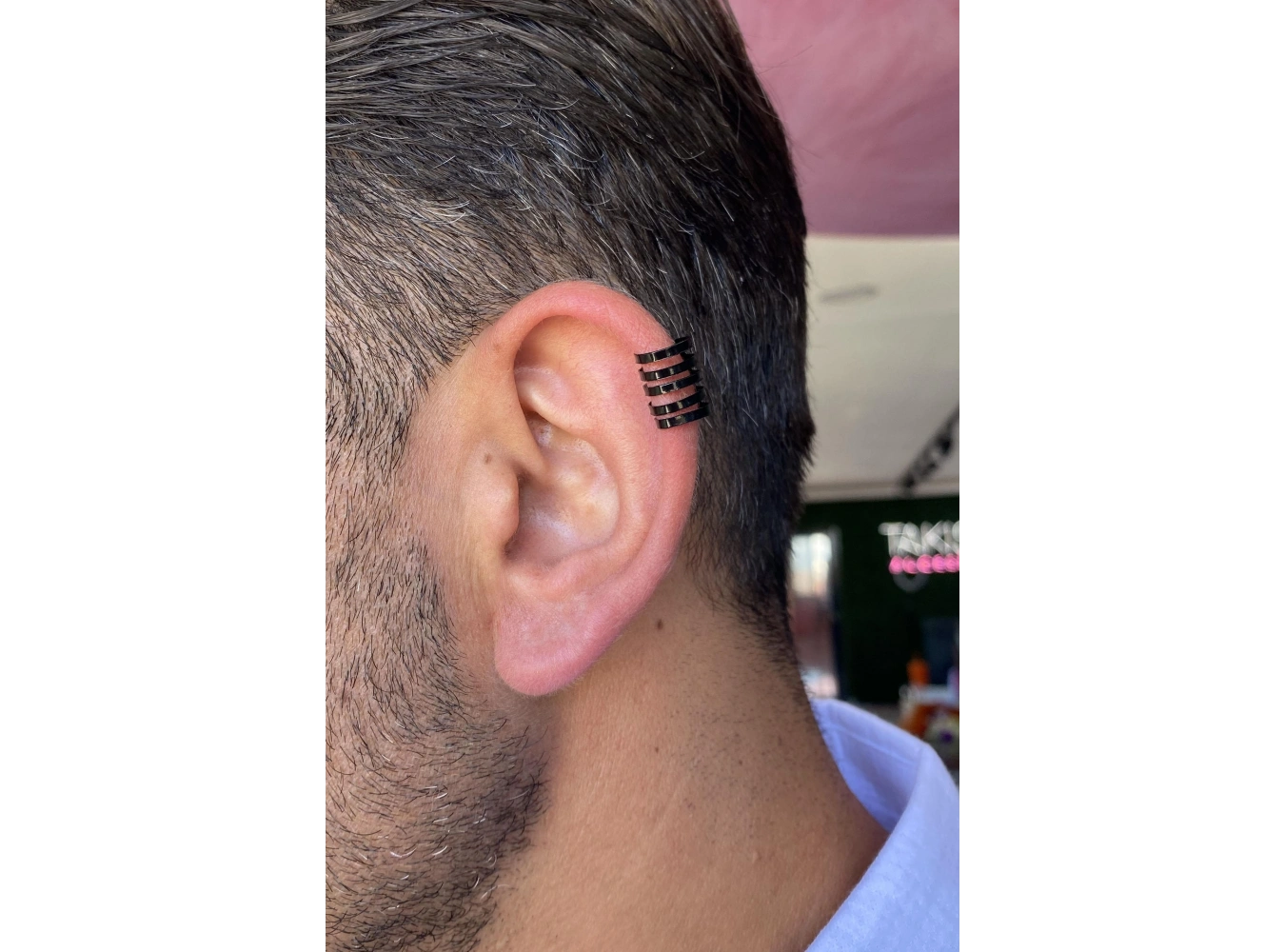 Siyah Renk Sıkıştırmalı Ear Cuff Unisex Halka Küpe (Çift)