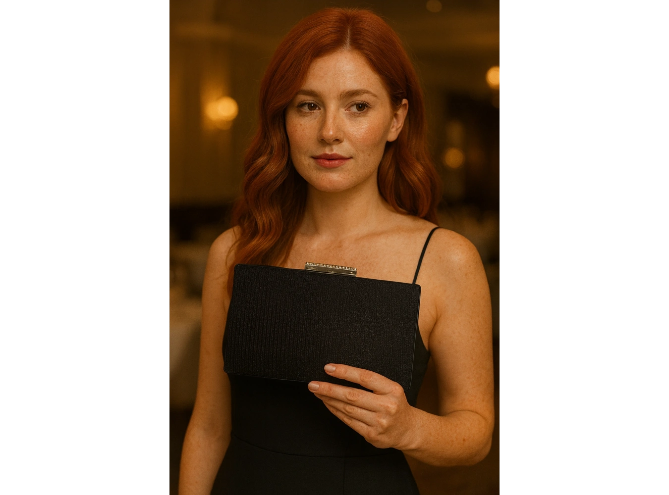 Siyah Renk Simli Abiye Portföy Çanta