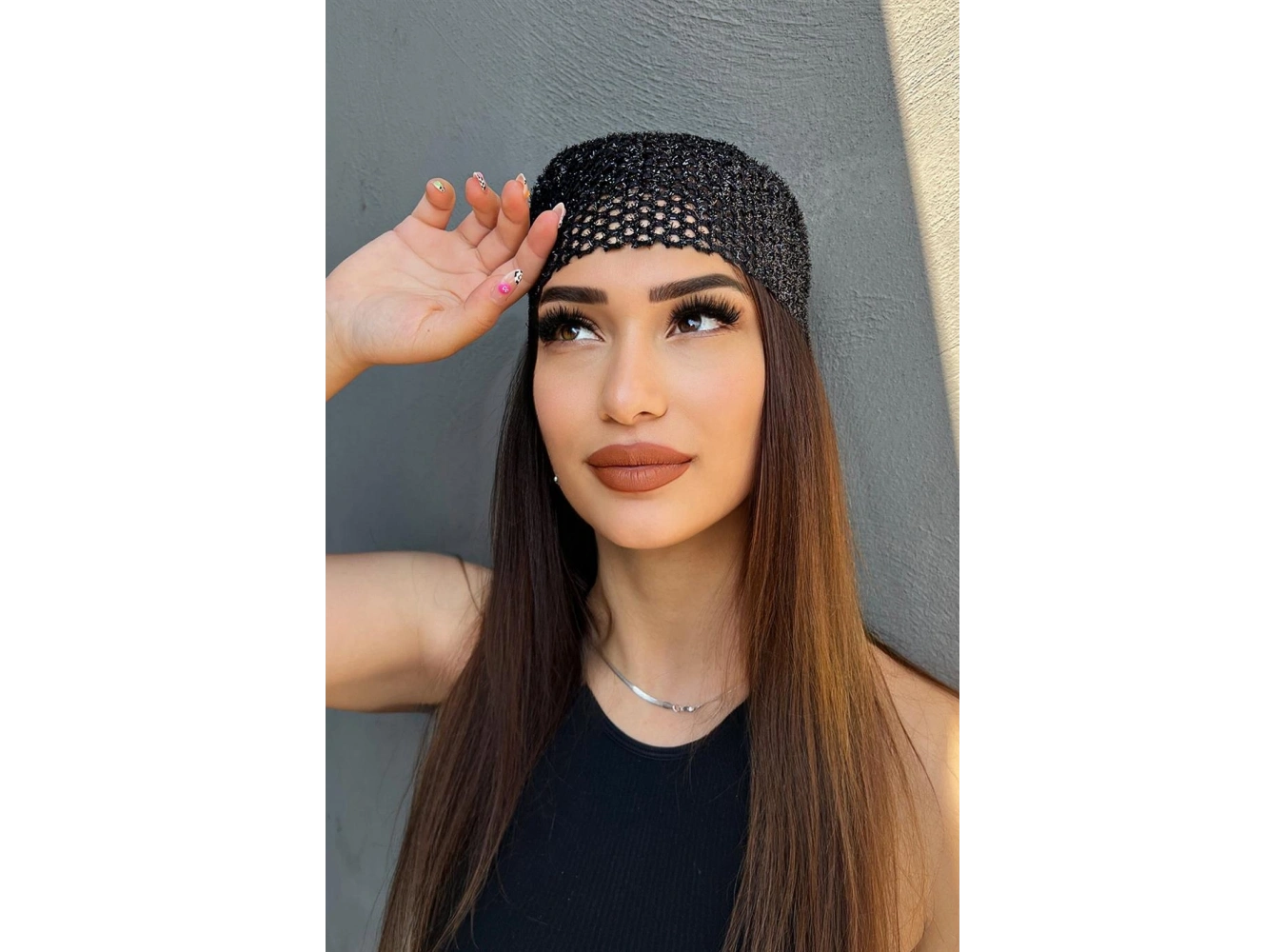 Siyah Renk Simli Fular