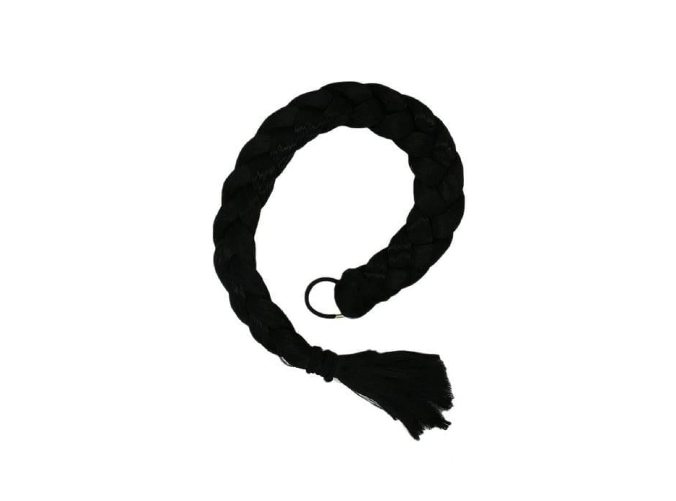 Siyah Renk Takma Lastik Tokalı Örgü At Kuyruğu Saç (65 Cm)