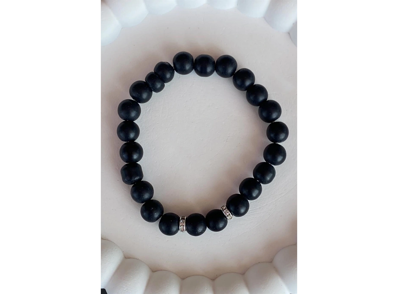 Siyah Renk Taş Detaylı Erkek Bileklik