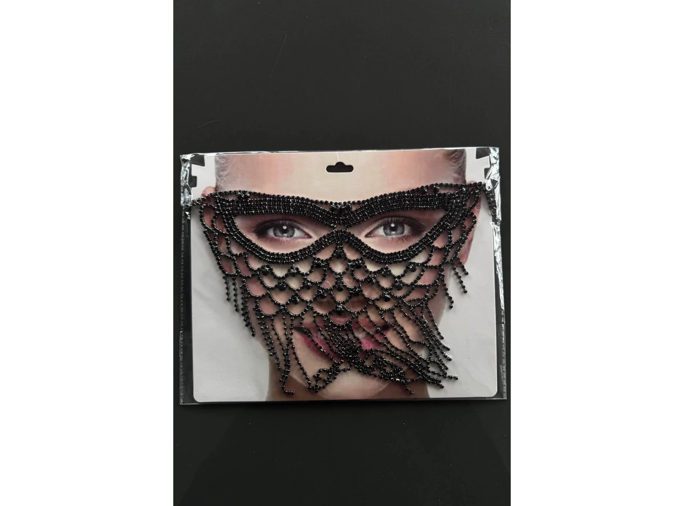 Siyah Renk Taş Detaylı Parti Maskesi
