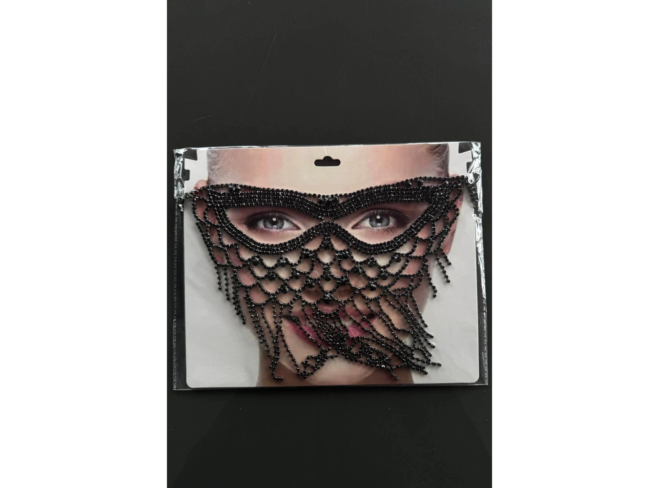 Siyah Renk Taş Detaylı Parti Maskesi