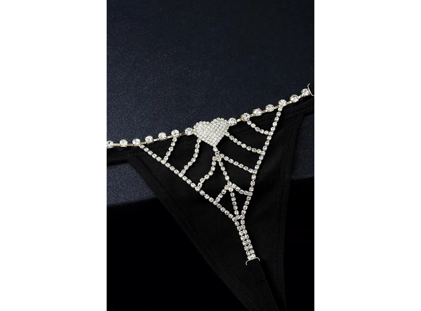 Siyah Renk Taş Detaylı Tanga