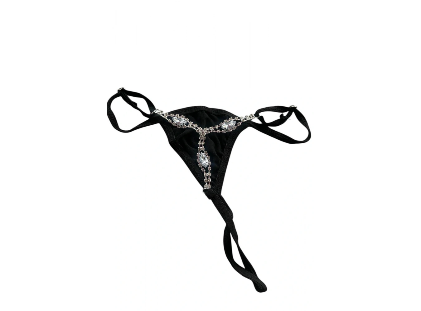 Siyah Renk Taş Detaylı Tanga