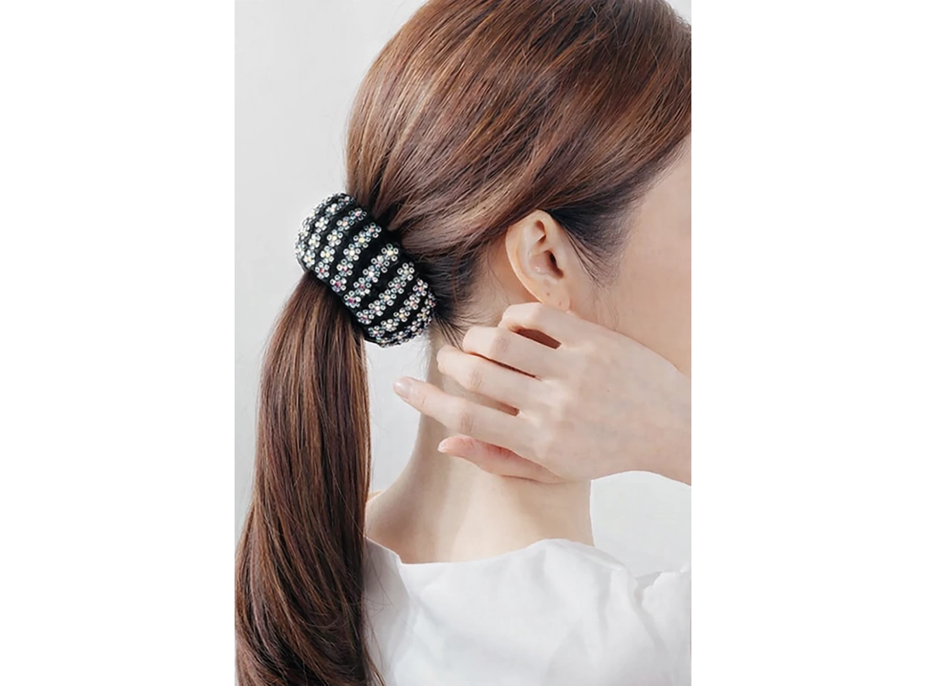 Siyah Renk Taş Detaylı Topuz Aparatı/ Tokası