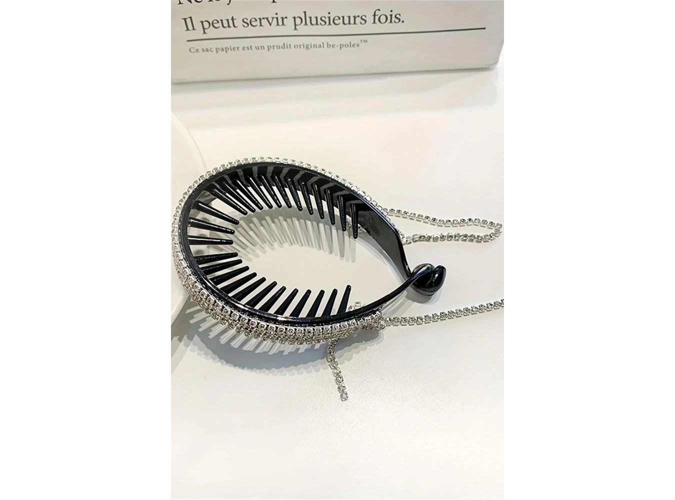 Siyah Renk Taş Detaylı Topuz Tokası