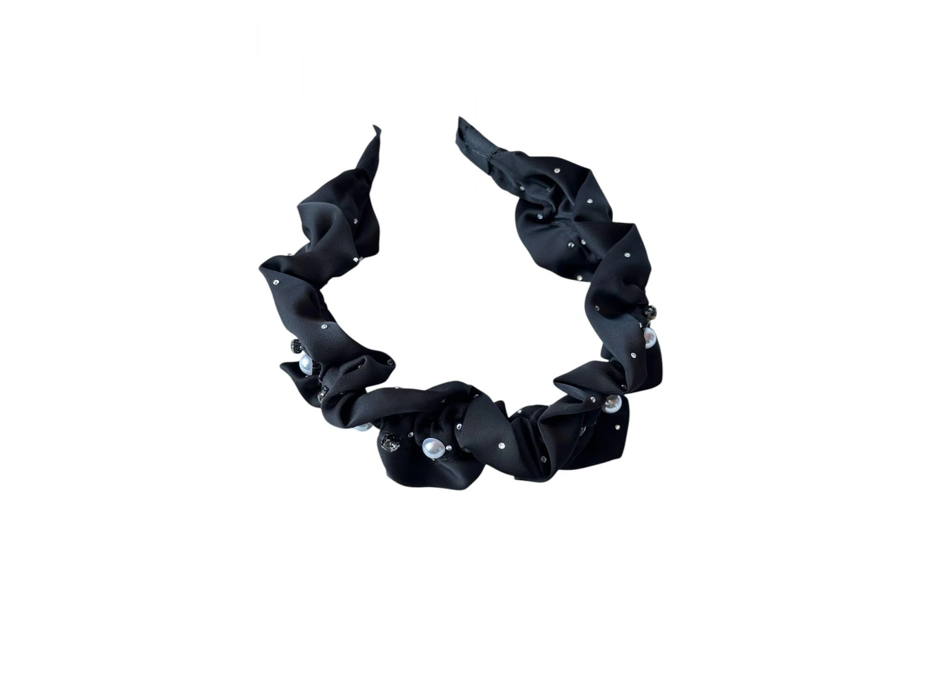 Siyah Renk Taş Ve İnci Detaylı Taç