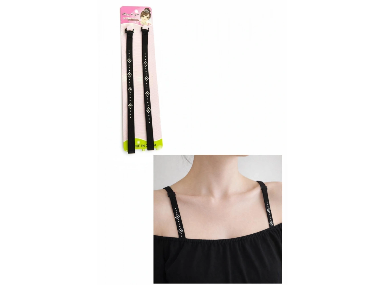 Siyah Renk Taşlı Sütyen Askısı