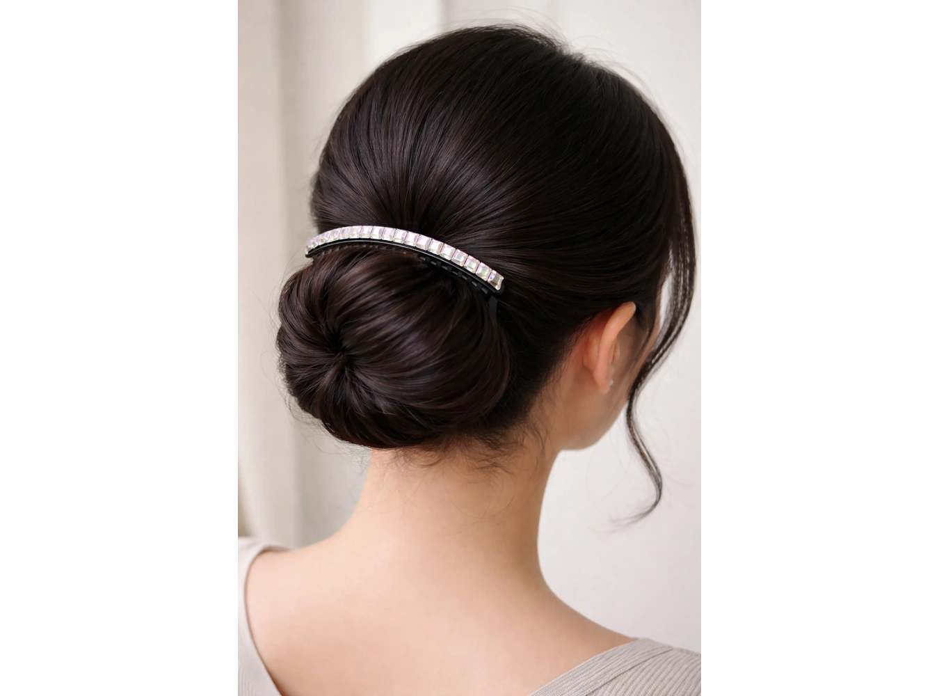 Siyah Renk Taşlı Tarak Toka