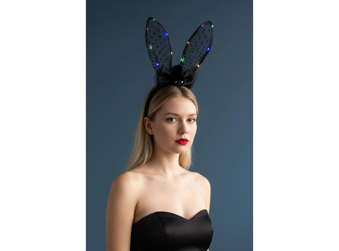Siyah Renk Tavşan Figürlü Kulak Detaylı Işıklı Taç