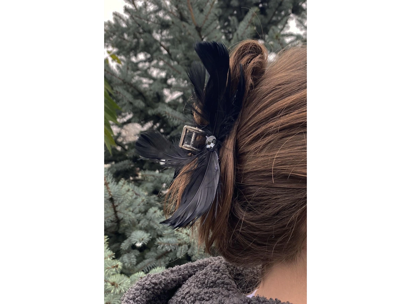 Siyah Renk Tüy Figürlü Mandal Toka