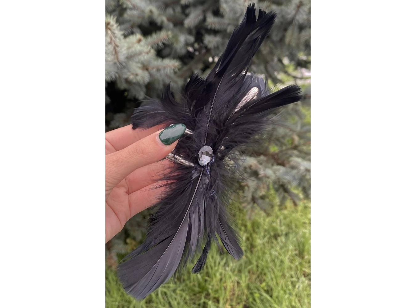 Siyah Renk Tüy Figürlü Mandal Toka