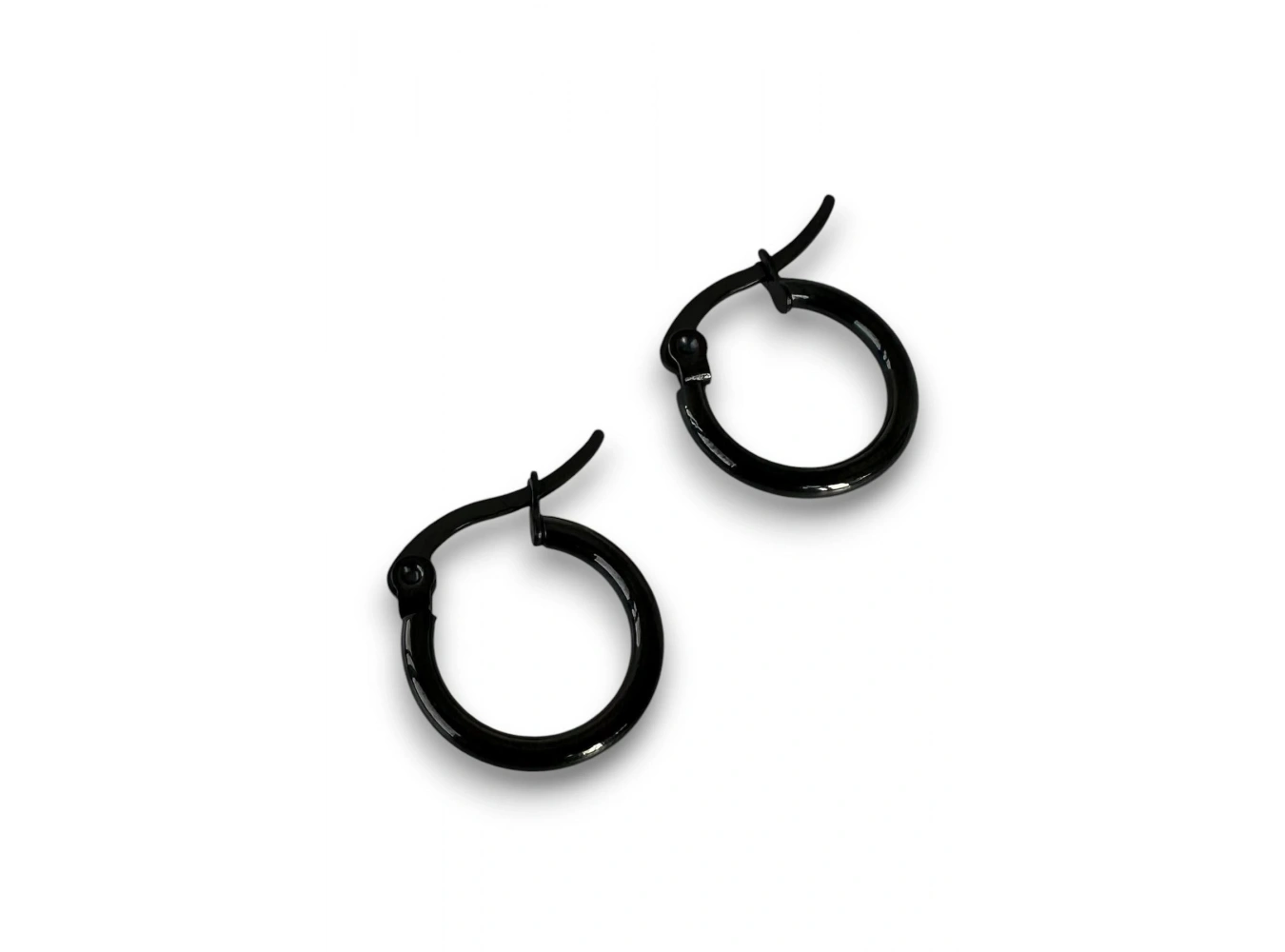 Siyah Renk Unisex Çelik Halka Küpe (Çift)