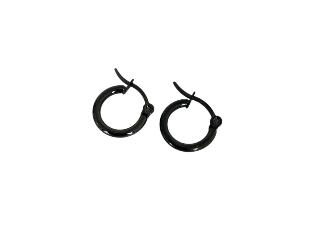 Siyah Renk Unisex Çelik Halka Küpe (Çift)