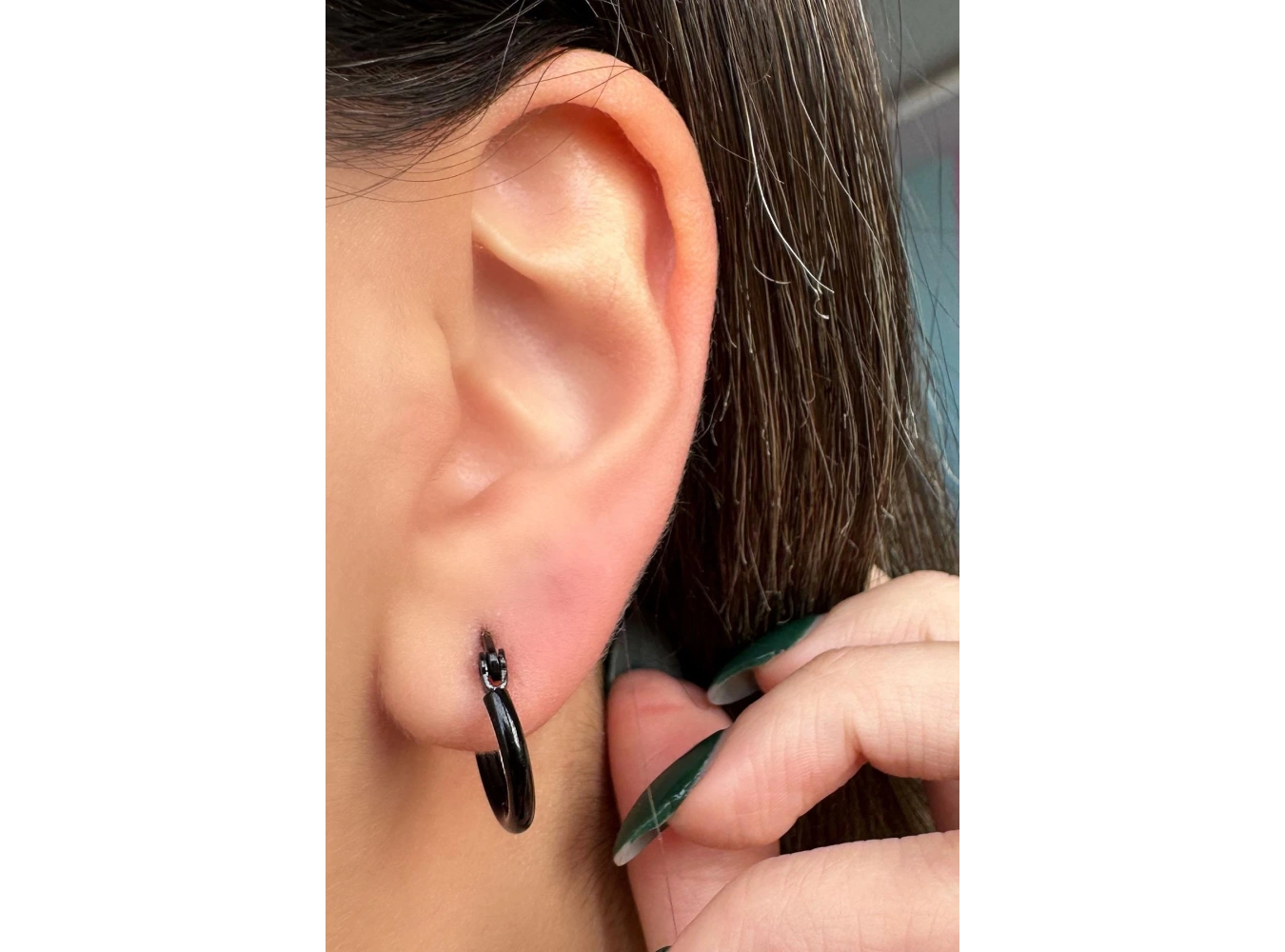 Siyah Renk Unisex Çelik Halka Küpe (Çift)