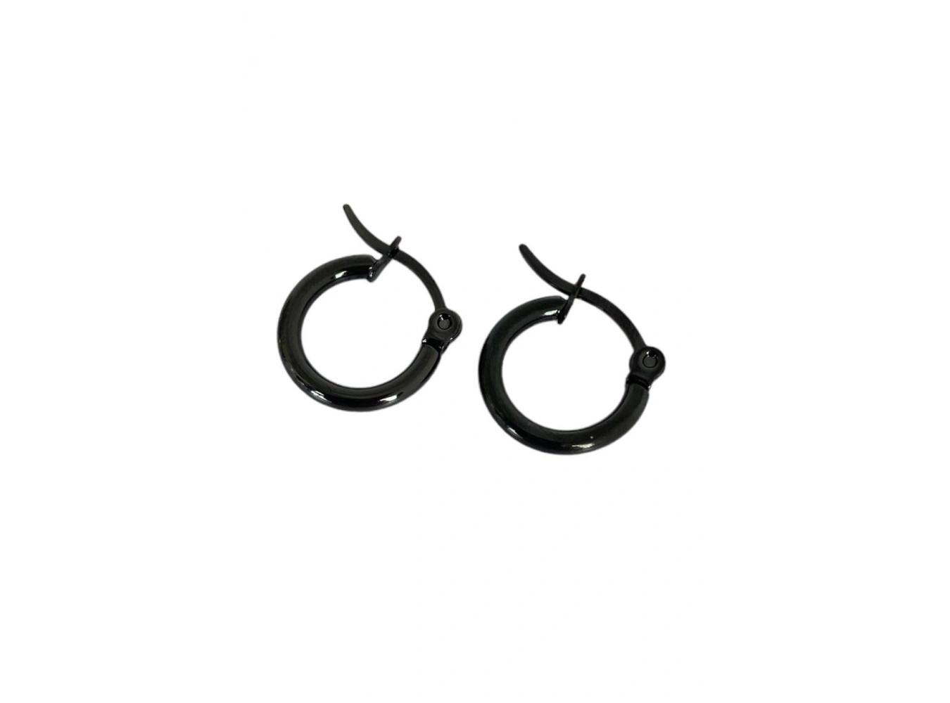 Siyah Renk Unisex Çelik Halka Küpe (Çift)