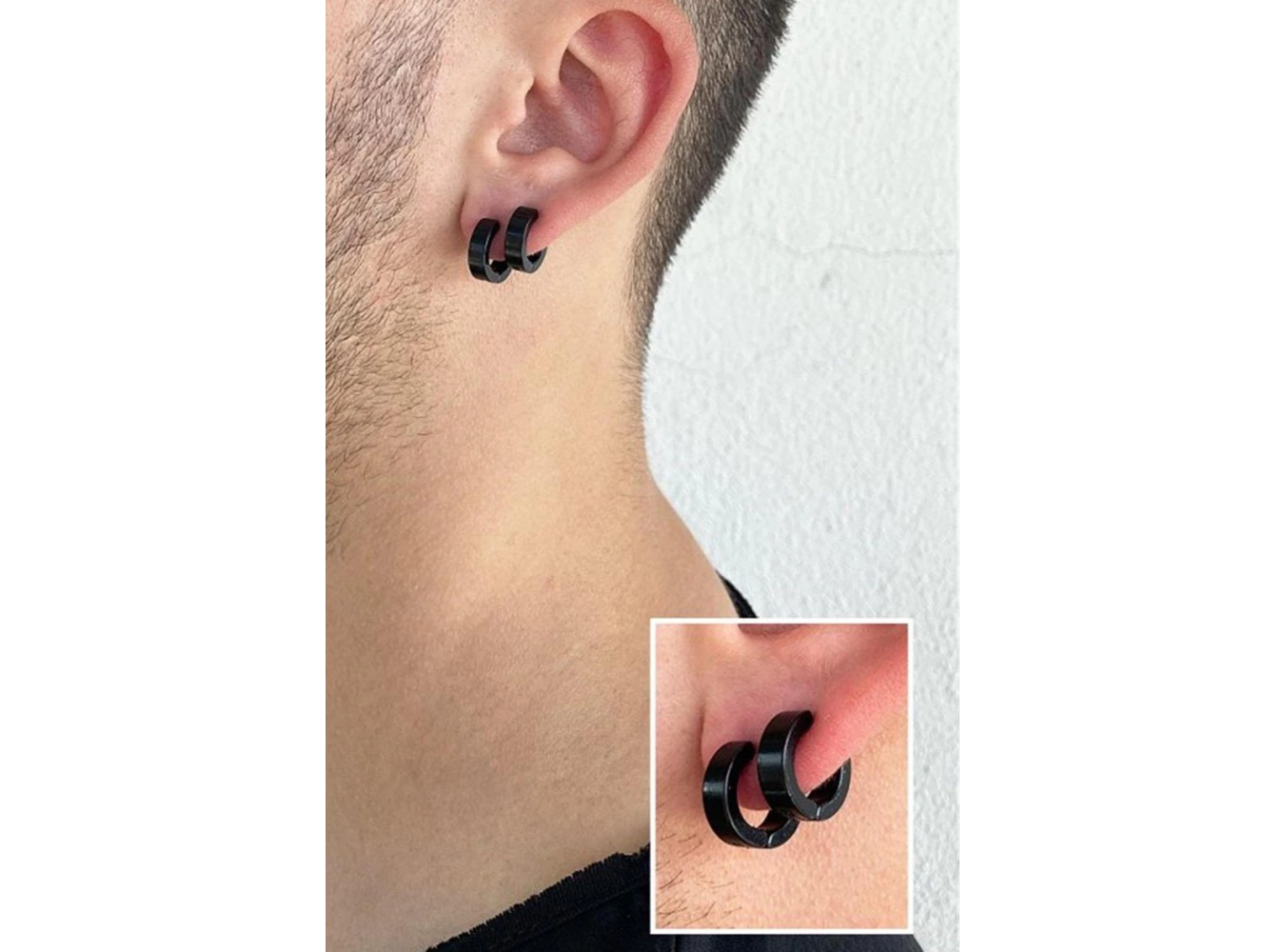 Siyah Renk Unisex Halka Küpe (Çift)