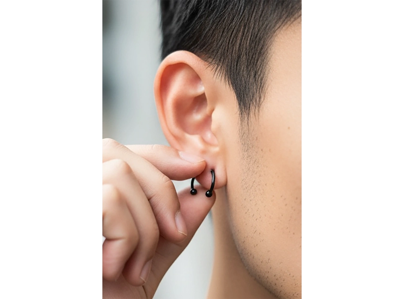 Siyah Renk Unisex Halka Küpe (Çift)