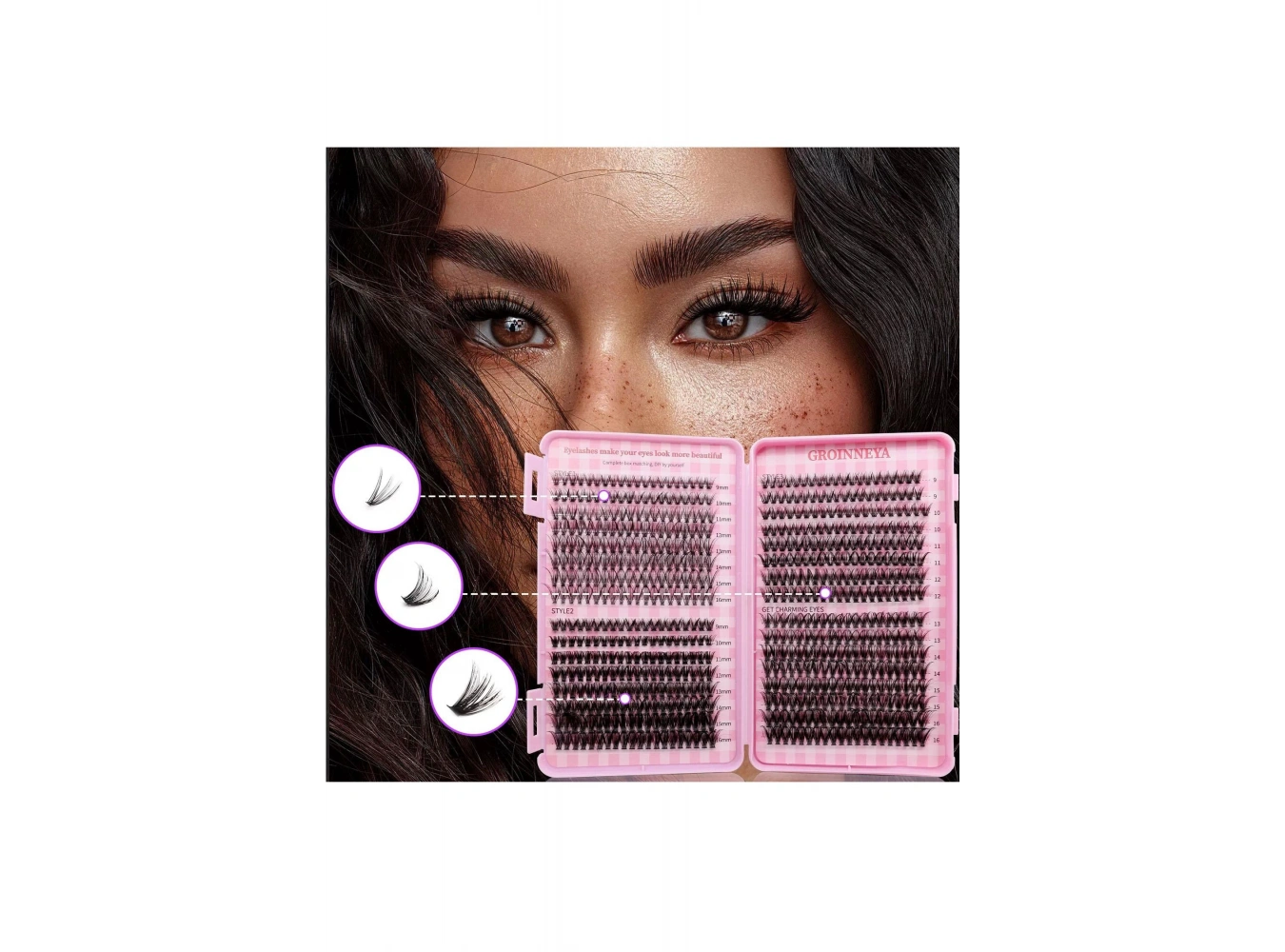 Siyah Renk Yapıştırıcılı / Tutma Aparatlı Doğal Görünümlü İpek Kirpik Set