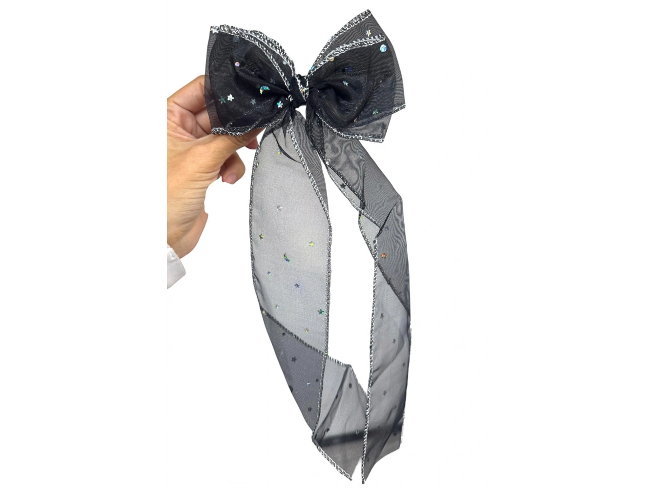 Siyah Renk Yıldız Detaylı Kurdele Otomat Toka