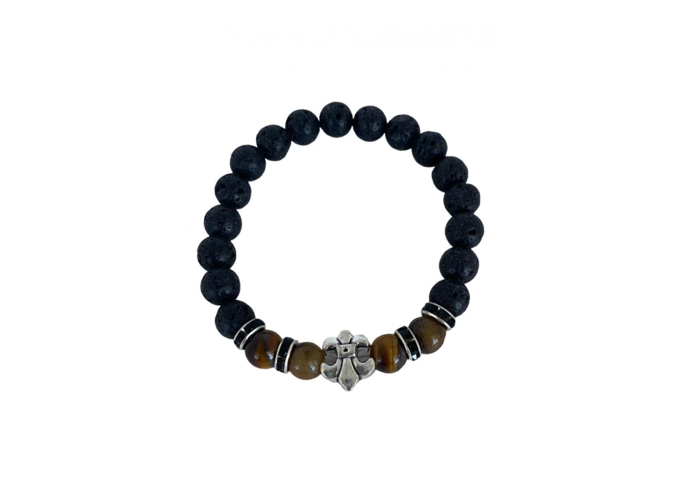 Siyah Renk Zambak Çiçeği Figürlü Erkek Bileklik