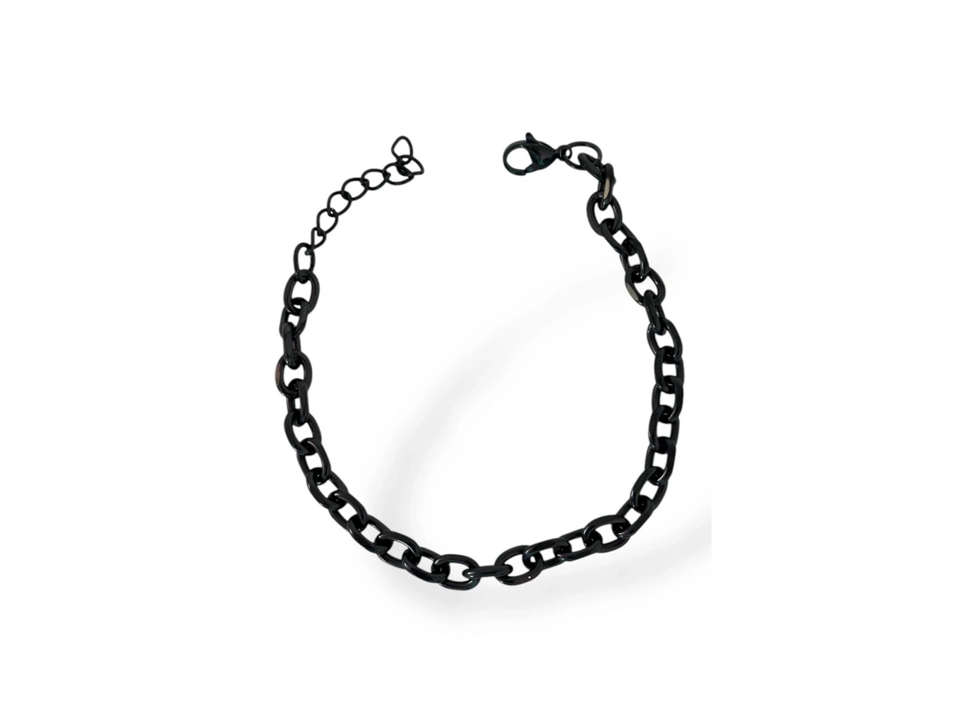 Siyah Renk Zincir Detaylı Çelik Erkek Bileklik
