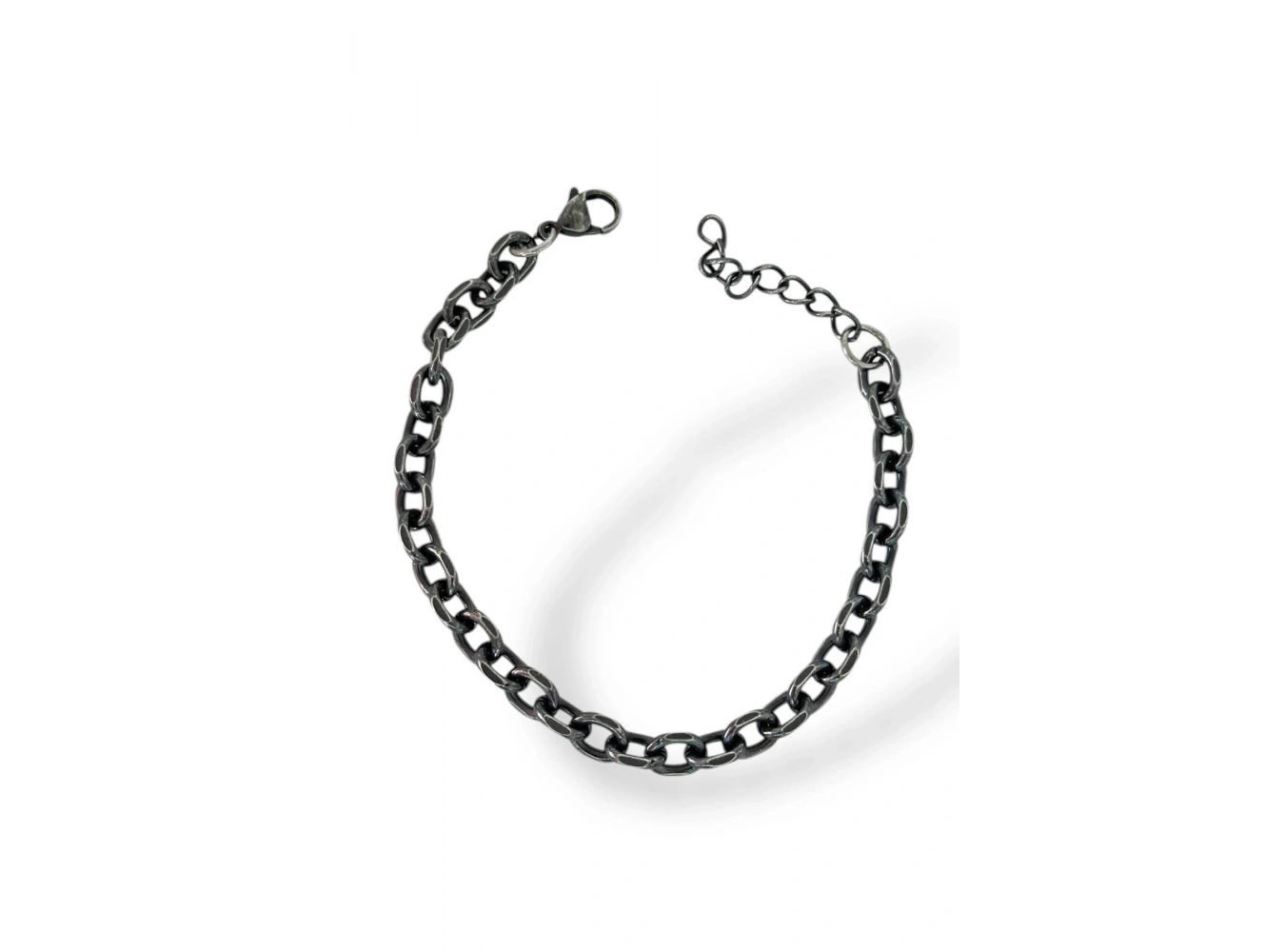 Siyah Renk Zincir Detaylı Erkek Çelik Bileklik