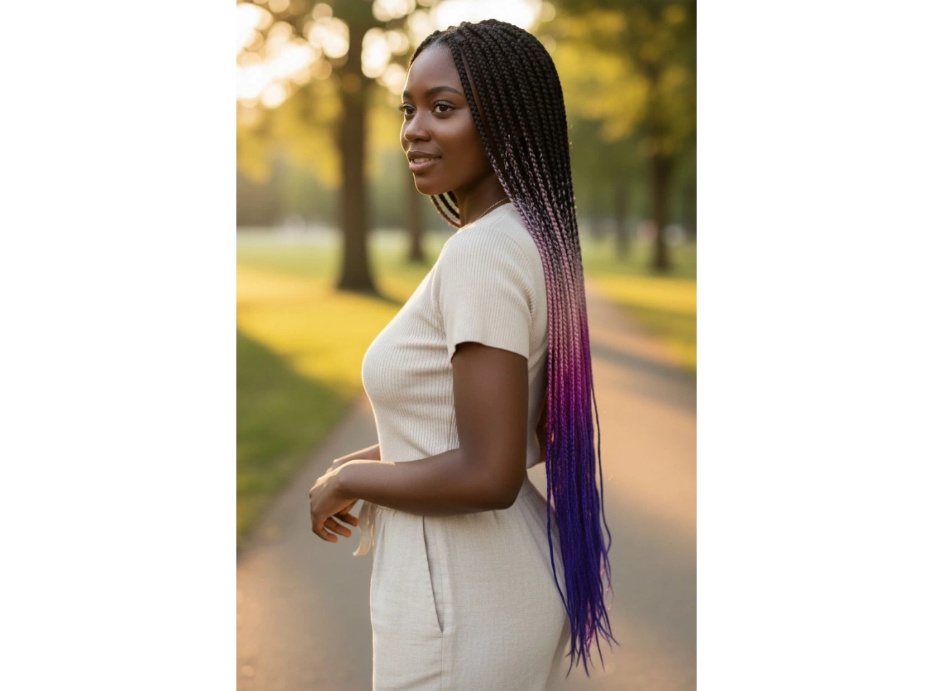 Siyah Üç Renk Ombreli Afrika Zenci Örgüsü Box Braid Sentetik Saç 60cm 100gr