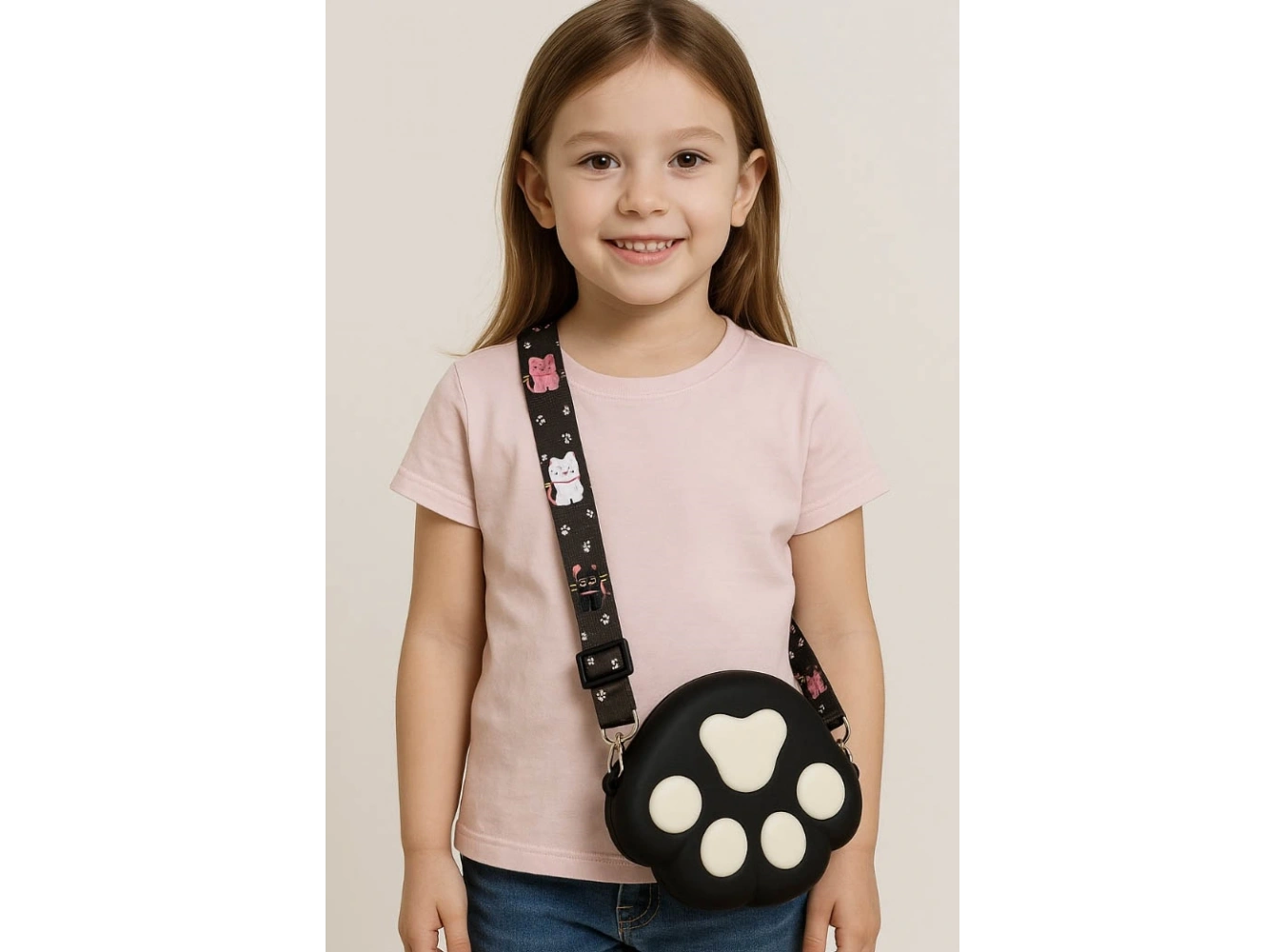 Siyah Ve Beyaz Renk Pati Figürlü Çocuk Çanta