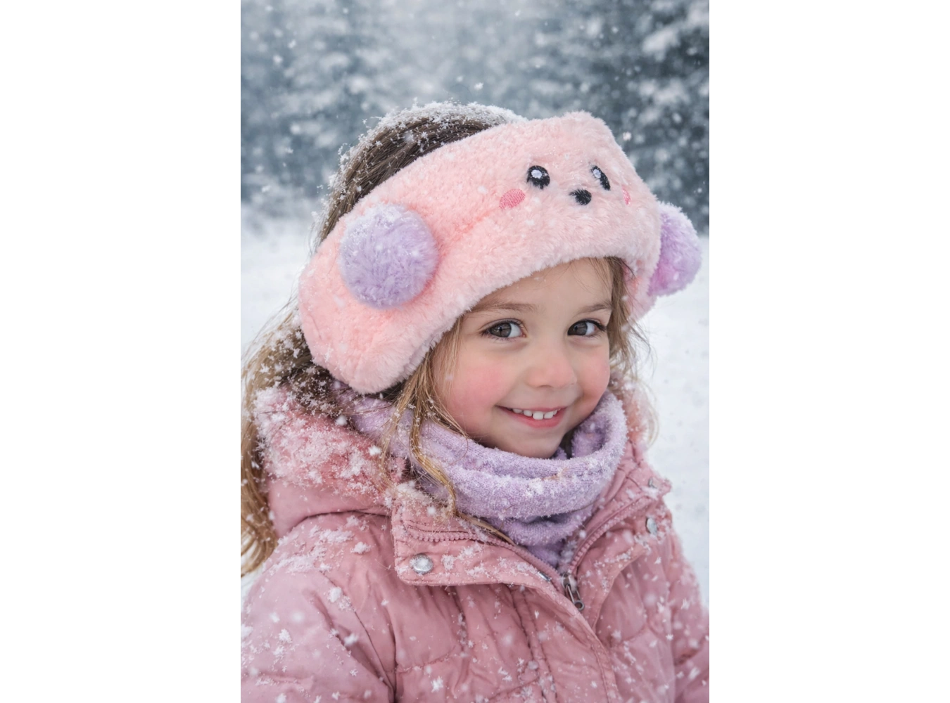 Somon Renk Ayıcık Figürlü Peluş Kulaklık