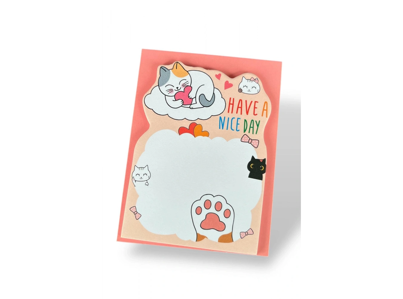 Somon Renk Kedi Figürlü Yapışkanlı Not Kağıdı