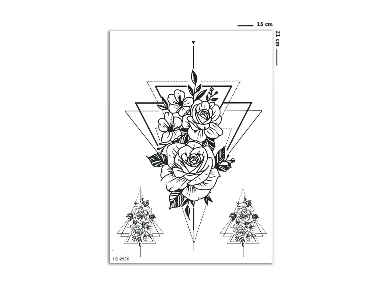 Soyut Üçgen Ve Gül Geçici Dövme Tattoo