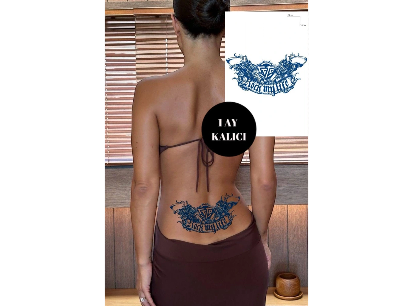 Tabanca Figürlü 12 Saat Sonra Kararan Geçici Dövme Tattoo