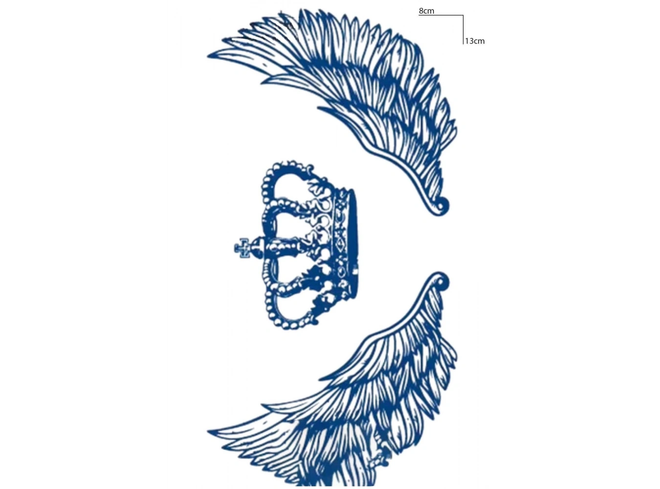 Taç Ve Kanat Figürlü 12 Saat Sonra Kararan Geçici Dövme Tattoo
