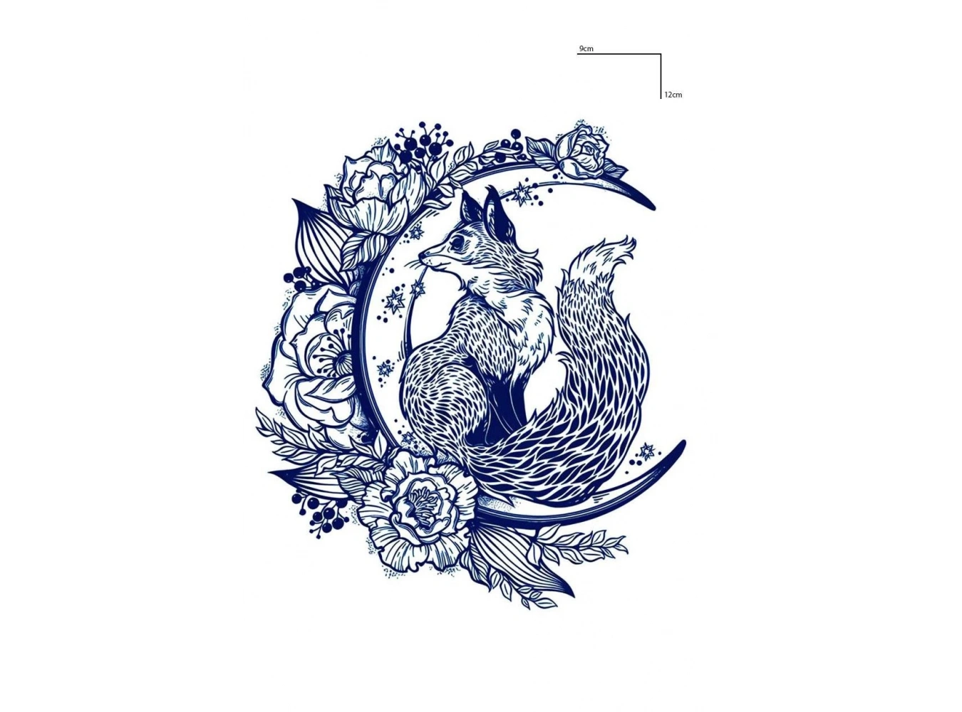 Tilki Ve Çiçek Figürlü 12 Saat Sonra Kararan Geçici Dövme Tattoo